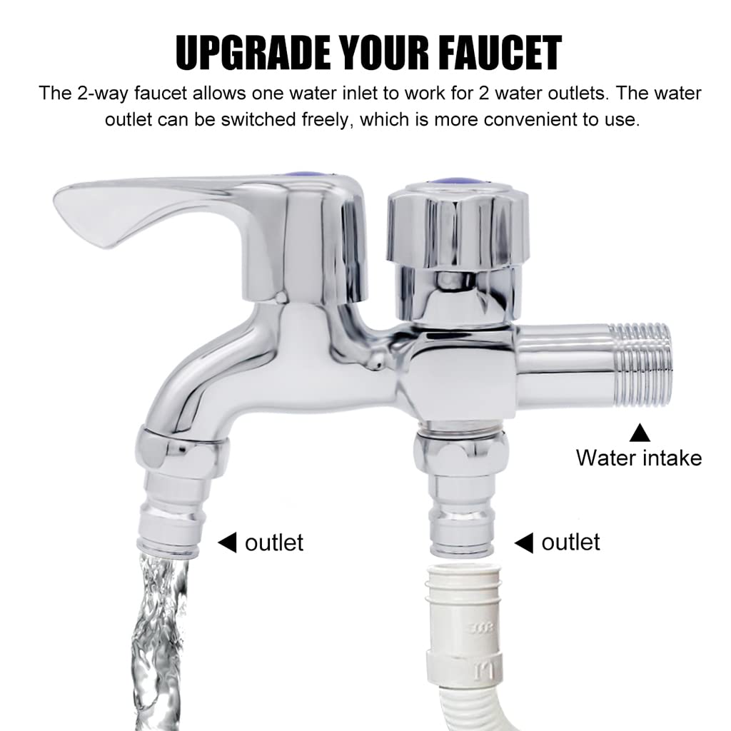 HASTHIP 2 in 1 Brass Dual Tap for Washing Machine, Two Way Tap for Washing Machine, Washing Machine Taps with Wall Flange, Hrome-Plated Copper, for Bathroom/Kitchen (Silver) HASTHIP 2 in 1 Brass Dual Tap for Washing Machine, Two Way Tap for Washing Machine, Washing Machine Taps with Wall Flange, Hrome-Plated Copper, for Bathroom/Kitchen (Silver)